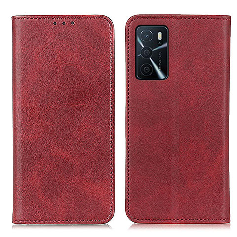 Custodia Portafoglio In Pelle Cover con Supporto A02D per Oppo A16 Rosso