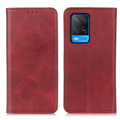 Custodia Portafoglio In Pelle Cover con Supporto A02D per Oppo A54 4G Rosso