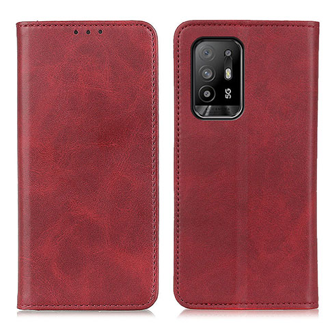 Custodia Portafoglio In Pelle Cover con Supporto A02D per Oppo A94 5G Rosso