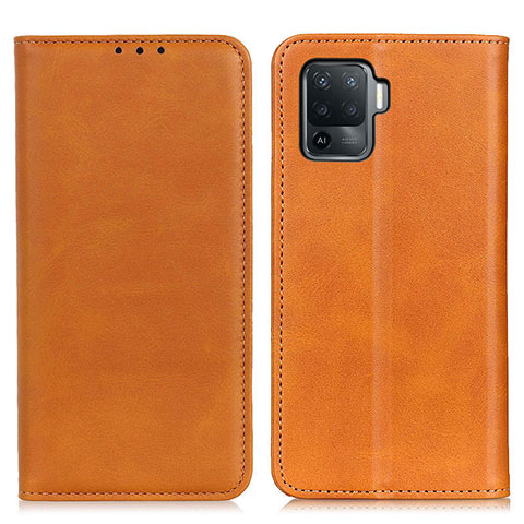 Custodia Portafoglio In Pelle Cover con Supporto A02D per Oppo F19 Pro Marrone Chiaro