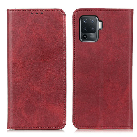 Custodia Portafoglio In Pelle Cover con Supporto A02D per Oppo F19 Pro Rosso