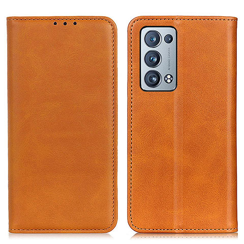 Custodia Portafoglio In Pelle Cover con Supporto A02D per Oppo Reno6 Pro 5G Marrone Chiaro