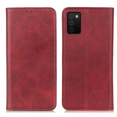 Custodia Portafoglio In Pelle Cover con Supporto A02D per Samsung Galaxy F02S SM-E025F Rosso