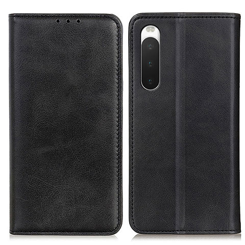 Custodia Portafoglio In Pelle Cover con Supporto A02D per Sony Xperia 10 V Nero