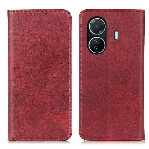 Custodia Portafoglio In Pelle Cover con Supporto A02D per Vivo iQOO Z6 Pro 5G Rosso