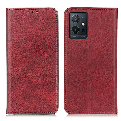 Custodia Portafoglio In Pelle Cover con Supporto A02D per Vivo Y55 5G Rosso