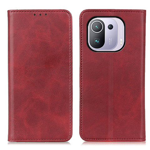 Custodia Portafoglio In Pelle Cover con Supporto A02D per Xiaomi Mi 11 Pro 5G Rosso