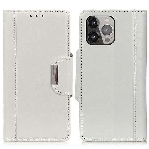 Custodia Portafoglio In Pelle Cover con Supporto A03 per Apple iPhone 13 Pro Bianco