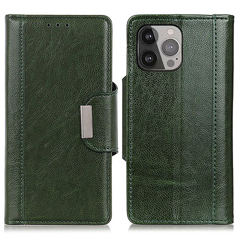 Custodia Portafoglio In Pelle Cover con Supporto A03 per Apple iPhone 13 Pro Verde