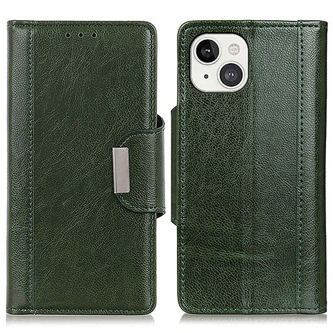 Custodia Portafoglio In Pelle Cover con Supporto A03 per Apple iPhone 15 Verde