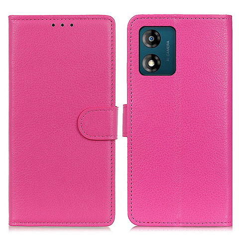 Custodia Portafoglio In Pelle Cover con Supporto A03D per Motorola Moto E13 Rosa Caldo