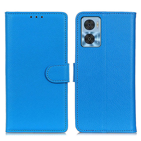 Custodia Portafoglio In Pelle Cover con Supporto A03D per Motorola Moto E22 Cielo Blu