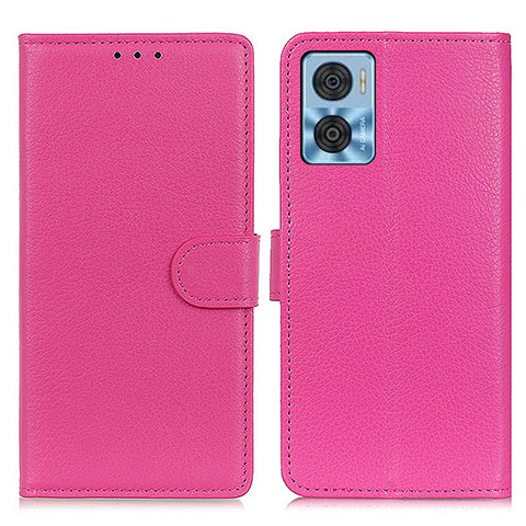 Custodia Portafoglio In Pelle Cover con Supporto A03D per Motorola Moto E22 Rosa Caldo