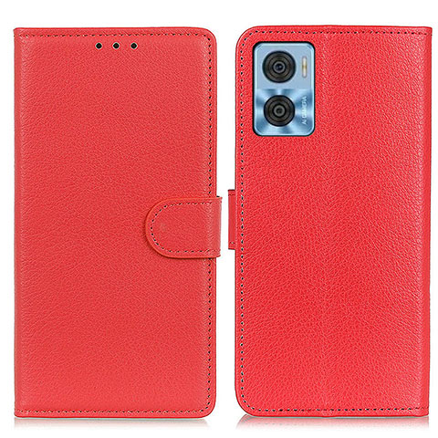 Custodia Portafoglio In Pelle Cover con Supporto A03D per Motorola Moto E22 Rosso