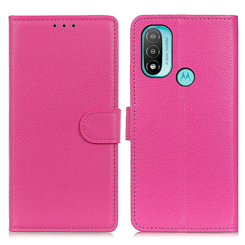 Custodia Portafoglio In Pelle Cover con Supporto A03D per Motorola Moto E30 Rosa Caldo