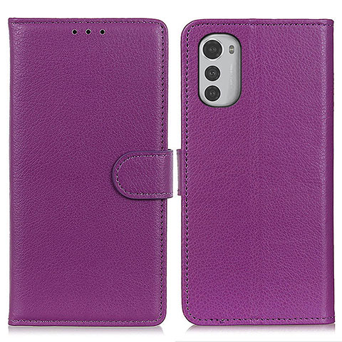 Custodia Portafoglio In Pelle Cover con Supporto A03D per Motorola Moto E32s Viola