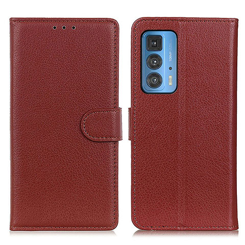 Custodia Portafoglio In Pelle Cover con Supporto A03D per Motorola Moto Edge 20 Pro 5G Marrone