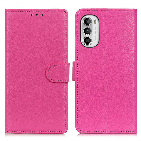 Custodia Portafoglio In Pelle Cover con Supporto A03D per Motorola Moto Edge (2022) 5G Rosa Caldo