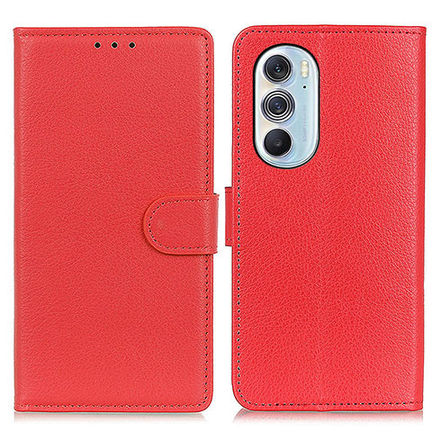 Custodia Portafoglio In Pelle Cover con Supporto A03D per Motorola Moto Edge 30 Pro 5G Rosso