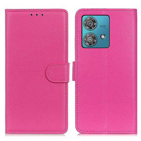 Custodia Portafoglio In Pelle Cover con Supporto A03D per Motorola Moto Edge 40 Neo 5G Rosa Caldo