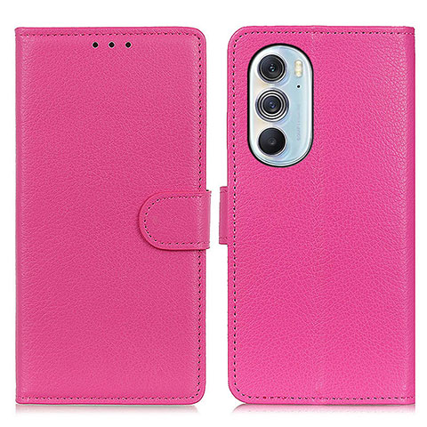 Custodia Portafoglio In Pelle Cover con Supporto A03D per Motorola Moto Edge Plus (2022) 5G Rosa Caldo