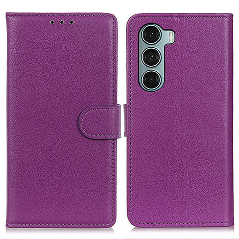 Custodia Portafoglio In Pelle Cover con Supporto A03D per Motorola Moto Edge S30 5G Viola