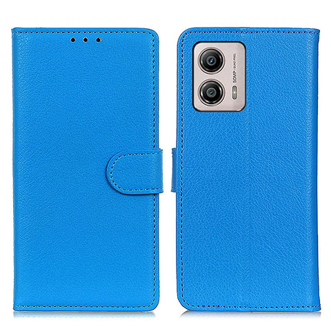 Custodia Portafoglio In Pelle Cover con Supporto A03D per Motorola Moto G53 5G Cielo Blu