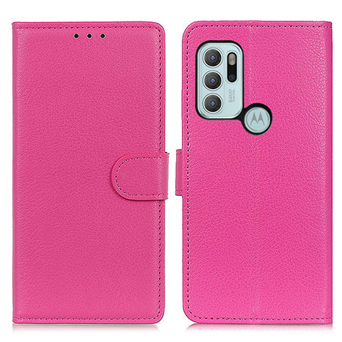 Custodia Portafoglio In Pelle Cover con Supporto A03D per Motorola Moto G60s Rosa Caldo