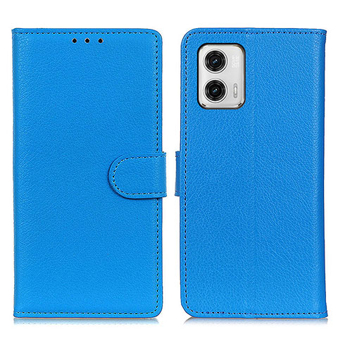 Custodia Portafoglio In Pelle Cover con Supporto A03D per Motorola Moto G73 5G Cielo Blu