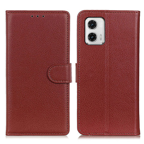 Custodia Portafoglio In Pelle Cover con Supporto A03D per Motorola Moto G73 5G Marrone