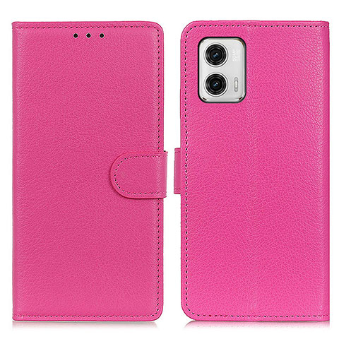 Custodia Portafoglio In Pelle Cover con Supporto A03D per Motorola Moto G73 5G Rosa Caldo