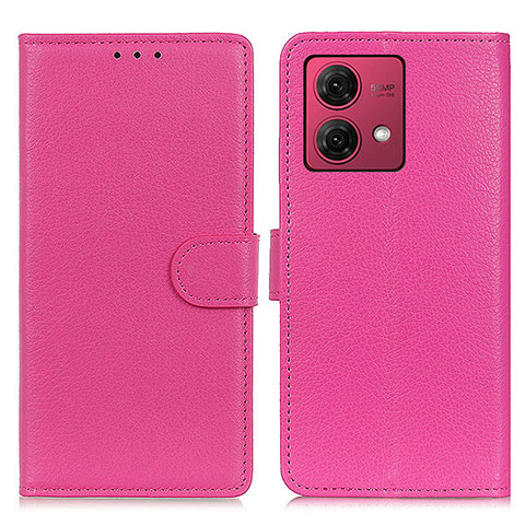 Custodia Portafoglio In Pelle Cover con Supporto A03D per Motorola Moto G84 5G Rosa Caldo