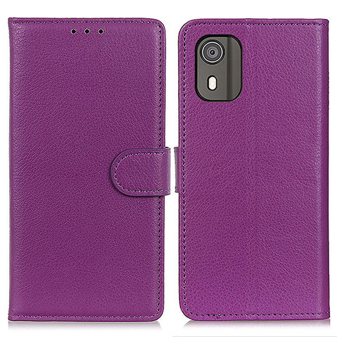 Custodia Portafoglio In Pelle Cover con Supporto A03D per Nokia C02 Viola