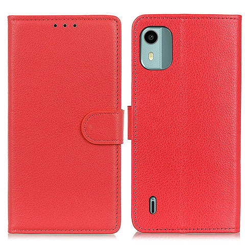 Custodia Portafoglio In Pelle Cover con Supporto A03D per Nokia C12 Plus Rosso