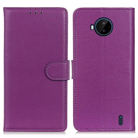 Custodia Portafoglio In Pelle Cover con Supporto A03D per Nokia C20 Plus Viola