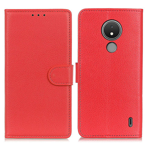 Custodia Portafoglio In Pelle Cover con Supporto A03D per Nokia C21 Rosso