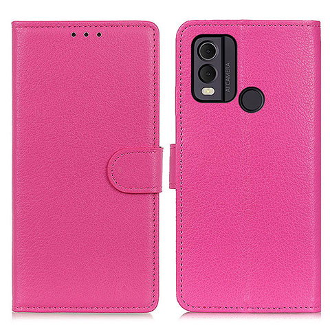 Custodia Portafoglio In Pelle Cover con Supporto A03D per Nokia C22 Rosa Caldo