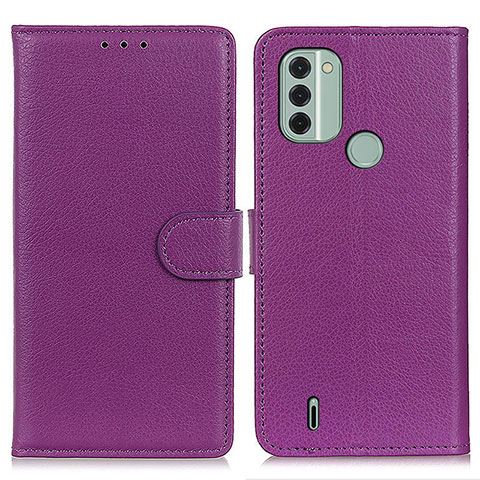 Custodia Portafoglio In Pelle Cover con Supporto A03D per Nokia C31 Viola