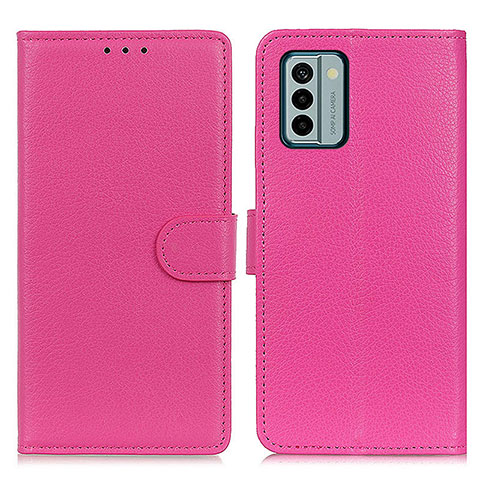 Custodia Portafoglio In Pelle Cover con Supporto A03D per Nokia G22 Rosa Caldo