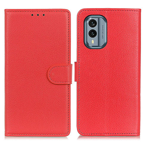 Custodia Portafoglio In Pelle Cover con Supporto A03D per Nokia X30 5G Rosso