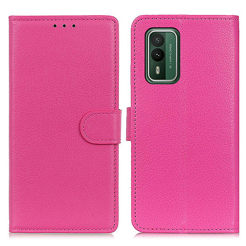 Custodia Portafoglio In Pelle Cover con Supporto A03D per Nokia XR21 Rosa Caldo