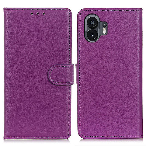 Custodia Portafoglio In Pelle Cover con Supporto A03D per Nothing Phone 2 Viola