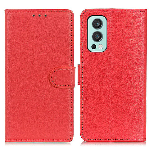 Custodia Portafoglio In Pelle Cover con Supporto A03D per OnePlus Nord 2 5G Rosso