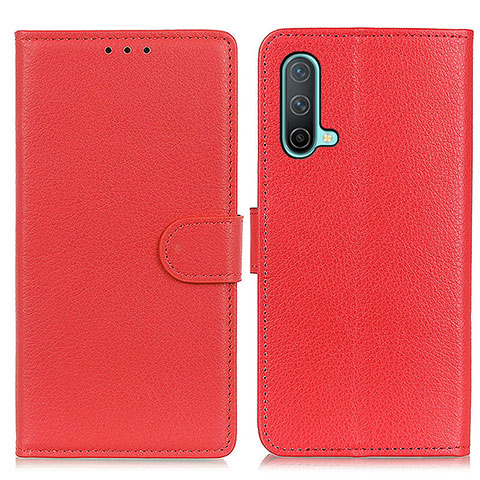 Custodia Portafoglio In Pelle Cover con Supporto A03D per OnePlus Nord CE 5G Rosso