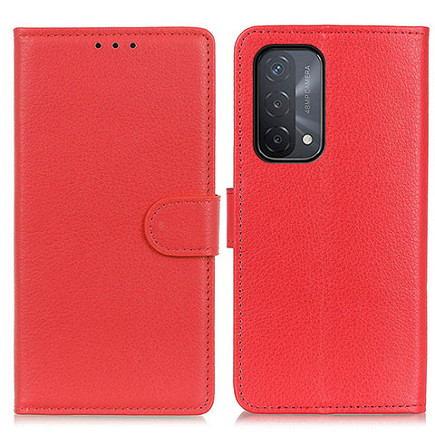 Custodia Portafoglio In Pelle Cover con Supporto A03D per Oppo A74 5G Rosso