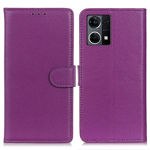 Custodia Portafoglio In Pelle Cover con Supporto A03D per Oppo F21 Pro 4G Viola