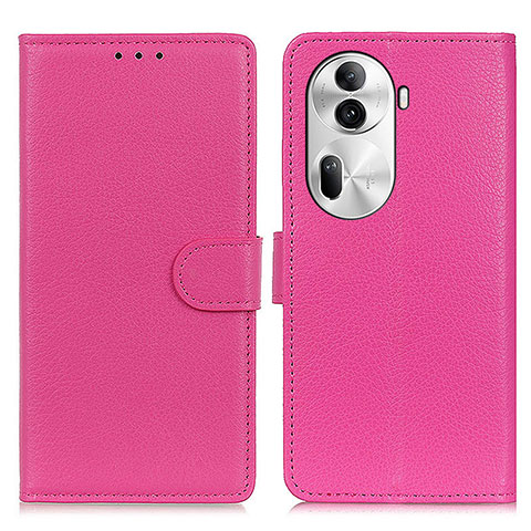 Custodia Portafoglio In Pelle Cover con Supporto A03D per Oppo Reno11 Pro 5G Rosa Caldo