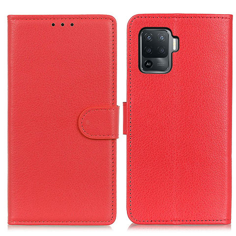 Custodia Portafoglio In Pelle Cover con Supporto A03D per Oppo Reno5 F Rosso