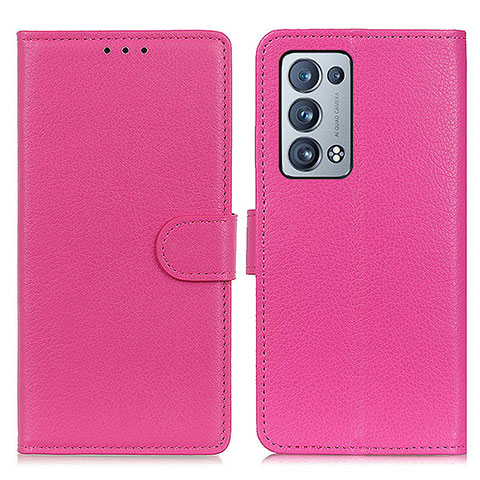 Custodia Portafoglio In Pelle Cover con Supporto A03D per Oppo Reno6 Pro 5G Rosa Caldo