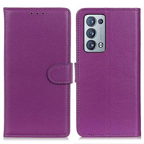 Custodia Portafoglio In Pelle Cover con Supporto A03D per Oppo Reno6 Pro+ Plus 5G Viola